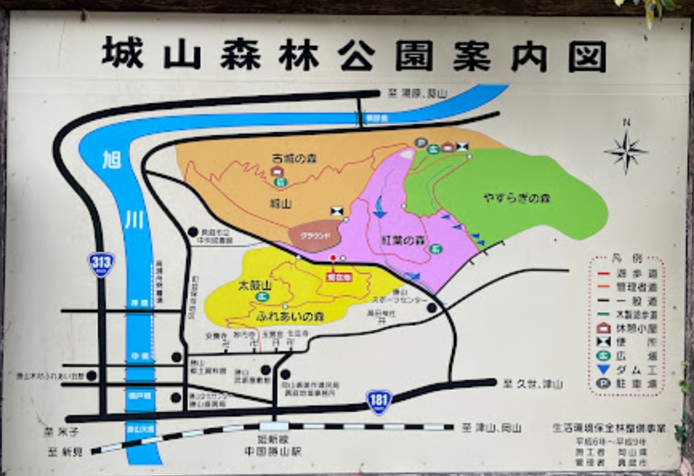 勝山城跡の城山森林公園マップ