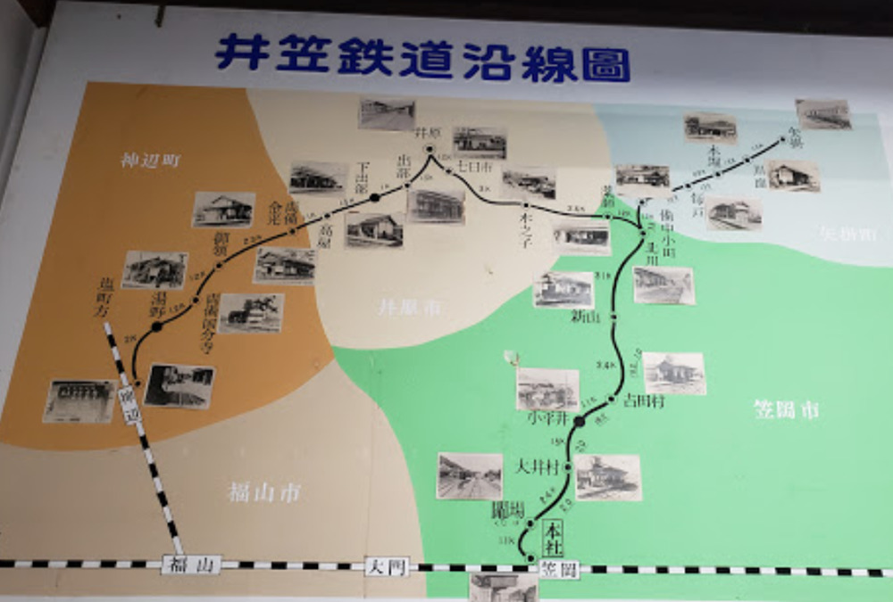 笠岡市衣笠鉄道記念館の線路図